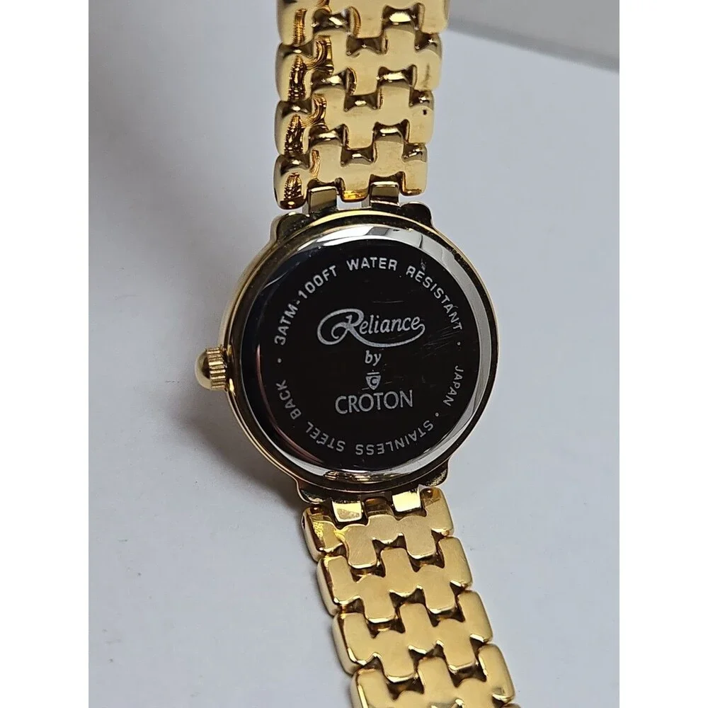 Croton Lady Harris Womens Gold Tone Diamond Quartz Dress Watch New Battery Vintage Croton Manhattan Quartz Diamond Gold Tone Dress  main image 2